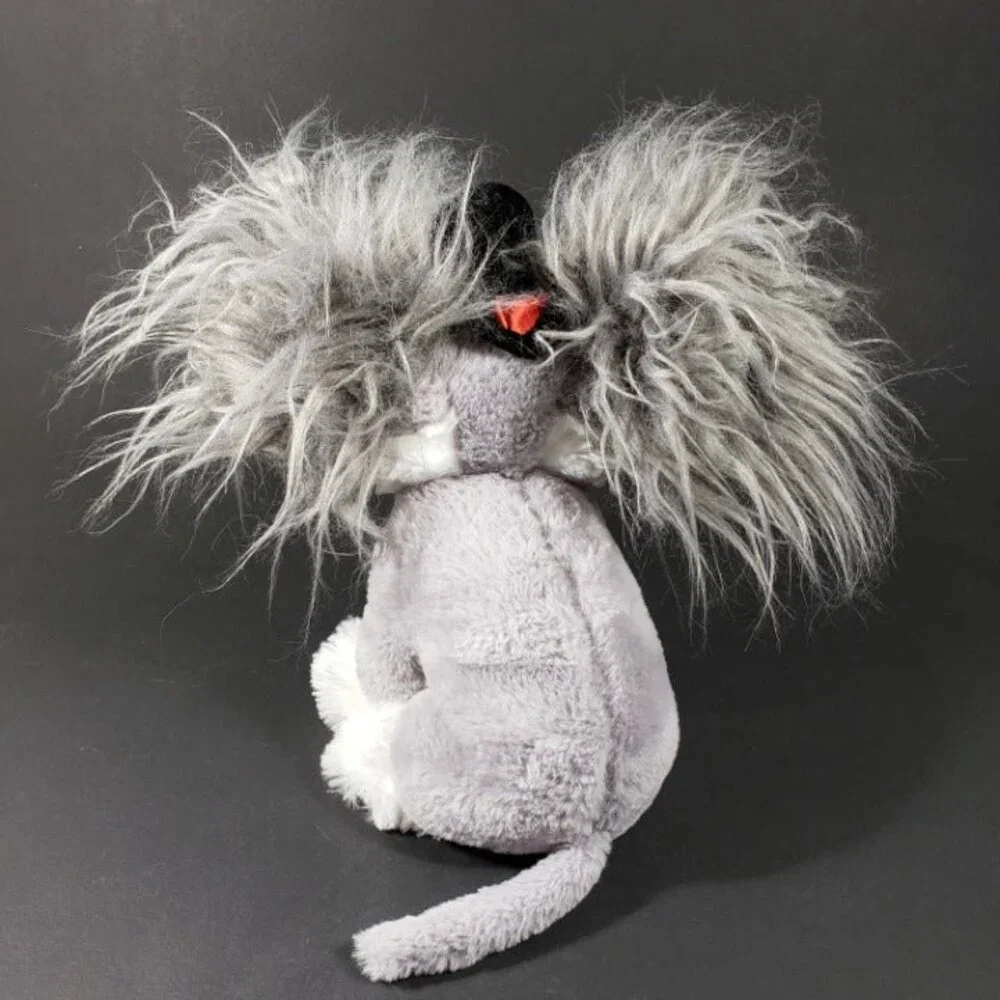 Vtg. Dan Dee Gray Papillon Puppy Dog Plush Animal 10